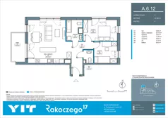 3 pokoje, mieszkanie 67,80 m², piętro 6, oferta nr A 6.12, Rakoczego 17, Gdańsk, Piecki-Migowo, Piecki, ul. Rakoczego