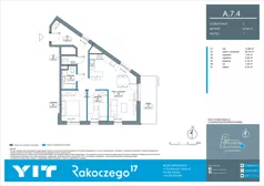 3 pokoje, mieszkanie 65,56 m², piętro 7, oferta nr A 7.4, Rakoczego 17, Gdańsk, Piecki-Migowo, Piecki, ul. Rakoczego