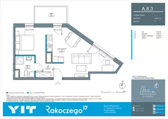 2 pokoje, mieszkanie 43,54 m², piętro 8, oferta nr A 8.3, Rakoczego 17, Gdańsk, Piecki-Migowo, Piecki, ul. Rakoczego