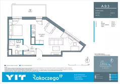 2 pokoje, mieszkanie 43,54 m², piętro 9, oferta nr A 9.3, Rakoczego 17, Gdańsk, Piecki-Migowo, Piecki, ul. Rakoczego