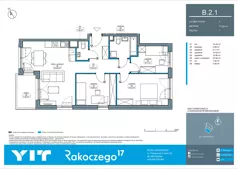 4 pokoje, mieszkanie 73,92 m², piętro 1, oferta nr B 2.1, Rakoczego 17, Gdańsk, Piecki-Migowo, Piecki, ul. Rakoczego