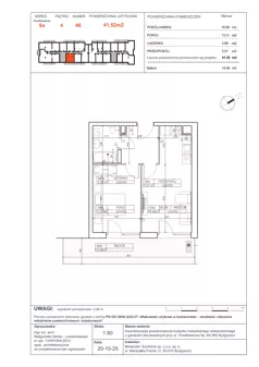2 pokoje, apartament 41,52 m², piętro 4, oferta nr B46, Osiedle Symfonia, Bydgoszcz, Bielawy, ul. Jana Karola Chodkiewicza 9