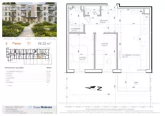 3 pokoje, mieszkanie 56,33 m², parter, oferta nr 3 - 31, Avia III, Bydgoszcz, Bielice, ul. Przyłęcka 3