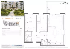 3 pokoje, mieszkanie 68,32 m², piętro 1, oferta nr 5 - 37, Avia III, Bydgoszcz, Bielice, ul. Przyłęcka 3