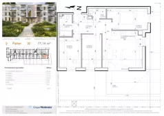 4 pokoje, mieszkanie 77,14 m², parter, oferta nr 3 - 30, Avia III, Bydgoszcz, Bielice, ul. Przyłęcka 3
