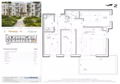4 pokoje, mieszkanie 77,03 m², piętro 1, oferta nr 3 - 41, Avia III, Bydgoszcz, Bielice, ul. Przyłęcka 3