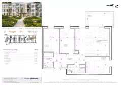 4 pokoje, mieszkanie 79,75 m², piętro 2, oferta nr 3 - 51, Avia III, Bydgoszcz, Bielice, ul. Przyłęcka 3
