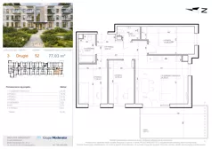 4 pokoje, mieszkanie 77,03 m², piętro 2, oferta nr 3 - 52, Avia III, Bydgoszcz, Bielice, ul. Przyłęcka 3