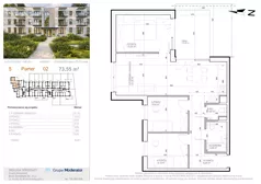 4 pokoje, mieszkanie 73,55 m², parter, oferta nr 5 - 2, Avia III, Bydgoszcz, Bielice, ul. Przyłęcka 3