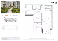 4 pokoje, mieszkanie 63,14 m², piętro 2, oferta nr 5 - 11, Avia III, Bydgoszcz, Bielice, ul. Przyłęcka 3