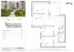 4 pokoje, mieszkanie 73,55 m², piętro 2, oferta nr 5 - 12, Avia III, Bydgoszcz, Bielice, ul. Przyłęcka 3