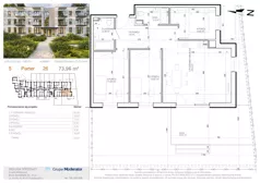 4 pokoje, mieszkanie 73,96 m², parter, oferta nr 5 - 26, Avia III, Bydgoszcz, Bielice, ul. Przyłęcka 3