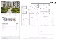 4 pokoje, mieszkanie 73,85 m², piętro 1, oferta nr 5 - 38, Avia III, Bydgoszcz, Bielice, ul. Przyłęcka 3