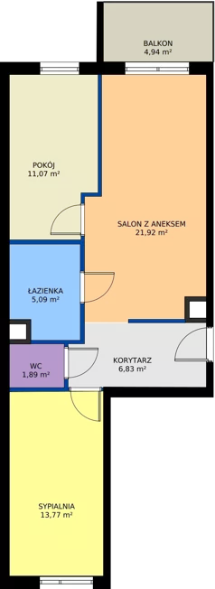 3 pokoje, apartament 60,56 m², piętro 1, oferta nr A65, Osiedle Symfonia, Bydgoszcz, Bielawy, ul. Jana Karola Chodkiewicza 9