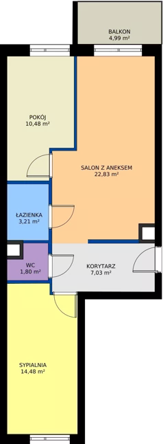3 pokoje, apartament 59,83 m², parter, oferta nr A56 - MI, Osiedle Symfonia, Bydgoszcz, Bielawy, ul. Jana Karola Chodkiewicza 9