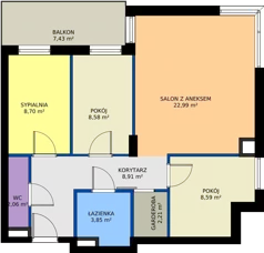 4 pokoje, mieszkanie 65,89 m², piętro 1, oferta nr A71, Osiedle Symfonia, Bydgoszcz, Bielawy, ul. Jana Karola Chodkiewicza 9