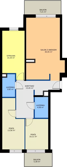 4 pokoje, mieszkanie 89,91 m², piętro 3, oferta nr B81, Osiedle Symfonia, Bydgoszcz, Bielawy, ul. Jana Karola Chodkiewicza 9