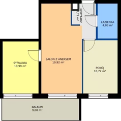 3 pokoje, apartament 49,45 m², piętro 1, oferta nr B11, Osiedle Symfonia, Bydgoszcz, Bielawy, ul. Jana Karola Chodkiewicza 9