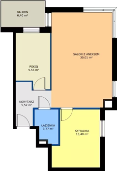 3 pokoje, apartament 62,25 m², parter, oferta nr B55, Osiedle Symfonia, Bydgoszcz, Bielawy, ul. Jana Karola Chodkiewicza 9