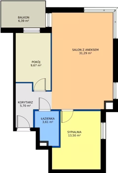 3 pokoje, mieszkanie 63,77 m², piętro 2, oferta nr B76, Osiedle Symfonia, Bydgoszcz, Bielawy, ul. Jana Karola Chodkiewicza 9