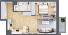 2 pokoje, mieszkanie 45,42 m², piętro 1, oferta nr I-B3, Industria II, Bydgoszcz, Bocianowo, ul. Rycerska 22