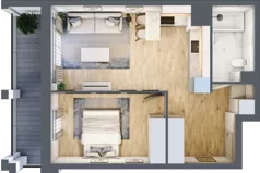 2 pokoje, mieszkanie 44,94 m², piętro 1, oferta nr I-A4, Industria II, Bydgoszcz, Bocianowo, ul. Rycerska 22