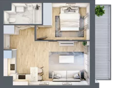 2 pokoje, mieszkanie 37,44 m², piętro 1, oferta nr I-A6, Industria II, Bydgoszcz, Bocianowo, ul. Rycerska 22