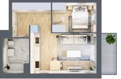 2 pokoje, mieszkanie 38,41 m², piętro 3, oferta nr I-A42, Industria II, Bydgoszcz, Bocianowo, ul. Rycerska 22