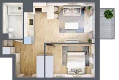 2 pokoje, mieszkanie 41,65 m², piętro 5, oferta nr I-A64, Industria II, Bydgoszcz, Bocianowo, ul. Rycerska 22