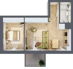 2 pokoje, mieszkanie 45,43 m², piętro 1, oferta nr 2, Balantia, Niemcz, ul. Elizy Orzeszkowej 37