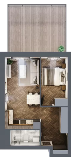 2 pokoje, mieszkanie 40,98 m², piętro 1, oferta nr 3, M|City, Bydgoszcz, Bydgoszcz Wschód, ul. Startowa 9