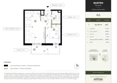 2 pokoje, mieszkanie 36,08 m², piętro 1, oferta nr A6, QUATTRO Ursynów, Warszawa, Ursynów, ul. Wyczółki 54