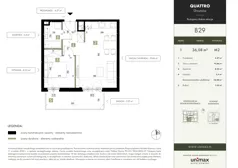 2 pokoje, mieszkanie 36,08 m², piętro 1, oferta nr B29, QUATTRO Ursynów, Warszawa, Ursynów, ul. Wyczółki 54