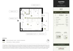 2 pokoje, mieszkanie 37,86 m², piętro 1, oferta nr B31, QUATTRO Ursynów, Warszawa, Ursynów, ul. Wyczółki 54