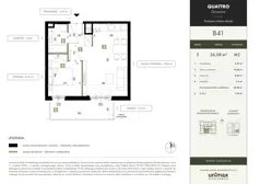 2 pokoje, mieszkanie 36,08 m², piętro 3, oferta nr B41, QUATTRO Ursynów, Warszawa, Ursynów, ul. Wyczółki 54