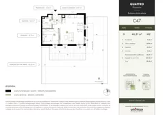 2 pokoje, mieszkanie 46,81 m², parter, oferta nr C47, QUATTRO Ursynów, Warszawa, Ursynów, ul. Wyczółki 54