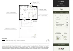 2 pokoje, mieszkanie 41,54 m², parter, oferta nr C48, QUATTRO Ursynów, Warszawa, Ursynów, ul. Wyczółki 54