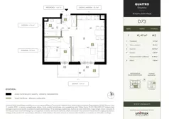 2 pokoje, mieszkanie 41,49 m², piętro 1, oferta nr D73, QUATTRO Ursynów, Warszawa, Ursynów, ul. Wyczółki 54
