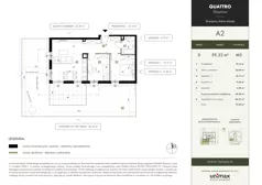 3 pokoje, mieszkanie 59,22 m², parter, oferta nr A2, QUATTRO Ursynów, Warszawa, Ursynów, ul. Wyczółki 54
