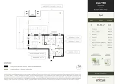 3 pokoje, mieszkanie 53,53 m², piętro 1, oferta nr B32, QUATTRO Ursynów, Warszawa, Ursynów, ul. Wyczółki 54