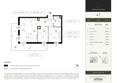 3 pokoje, mieszkanie 50,27 m², piętro 1, oferta nr A7, QUATTRO Ursynów, Warszawa, Ursynów, ul. Wyczółki 54