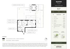 3 pokoje, mieszkanie 53,53 m², piętro 1, oferta nr B32, QUATTRO Ursynów, Warszawa, Ursynów, ul. Wyczółki 54