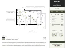 3 pokoje, mieszkanie 50,27 m², piętro 1, oferta nr B30, QUATTRO Ursynów, Warszawa, Ursynów, ul. Wyczółki 54