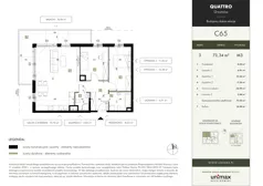 3 pokoje, mieszkanie 73,34 m², piętro 3, oferta nr C65, QUATTRO Ursynów, Warszawa, Ursynów, ul. Wyczółki 54