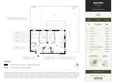 4 pokoje, mieszkanie 71,68 m², parter, oferta nr A5, QUATTRO Ursynów, Warszawa, Ursynów, ul. Wyczółki 54