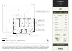 4 pokoje, mieszkanie 71,68 m², parter, oferta nr B28, QUATTRO Ursynów, Warszawa, Ursynów, ul. Wyczółki 54