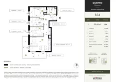 4 pokoje, mieszkanie 59,68 m², piętro 1, oferta nr B34, QUATTRO Ursynów, Warszawa, Ursynów, ul. Wyczółki 54