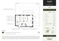 4 pokoje, mieszkanie 71,68 m², parter, oferta nr A5, QUATTRO Ursynów, Warszawa, Ursynów, Wyczółki, ul. Wyczółki 54, 56