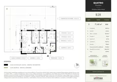 4 pokoje, mieszkanie 71,68 m², parter, oferta nr B28, QUATTRO Ursynów, Warszawa, Ursynów, Wyczółki, ul. Wyczółki 54, 56