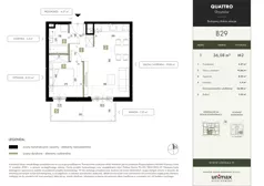 2 pokoje, mieszkanie 36,08 m², piętro 1, oferta nr B29, QUATTRO Ursynów, Warszawa, Ursynów, Wyczółki, ul. Wyczółki 54, 56